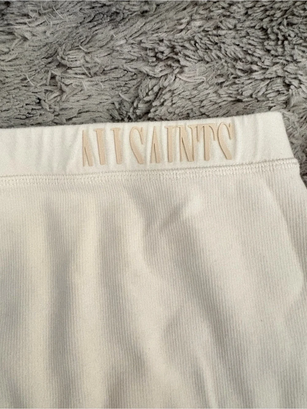 All Saints Ivory Ribbed Knit Midi Skirt